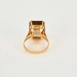 Bague or jaune et quartz fumé