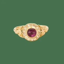 Bague or jaune et rubis cabochon
