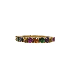 Bague or jaune et saphir multi-couleur