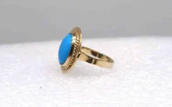 Bague or jaune et turquoise