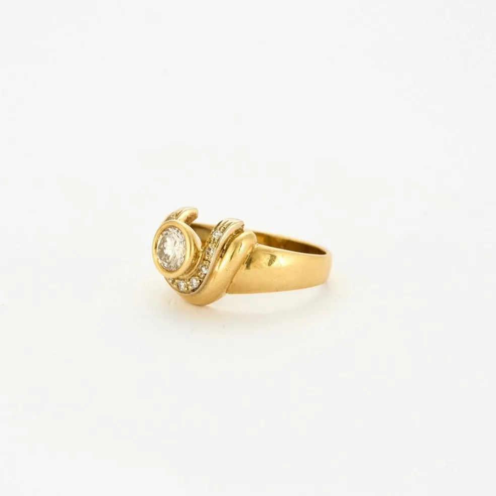 Bague or jaune fer à cheval et diamant