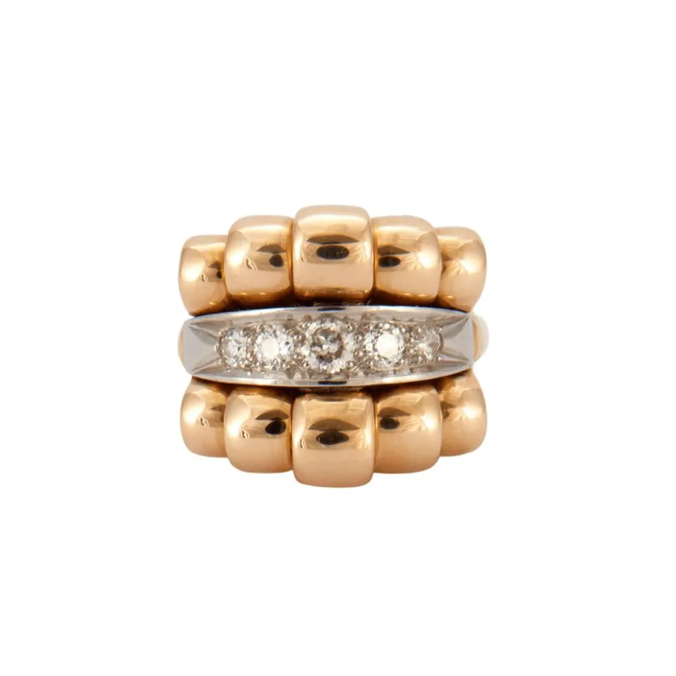 Bague Or Jaune Godronné Diamants