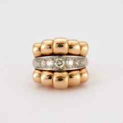 Bague Or Jaune Godronné Diamants