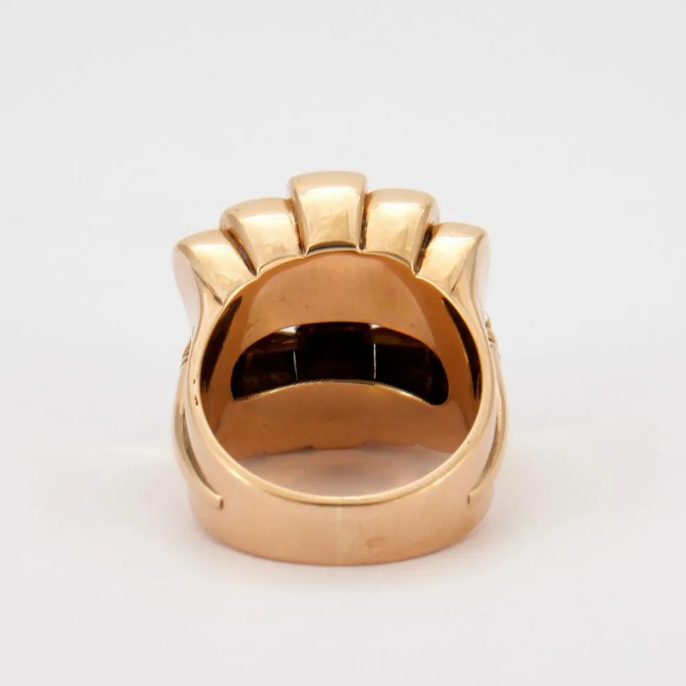 Bague Or Jaune Godronné Diamants
