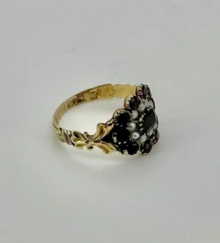 Bague or jaune grenat