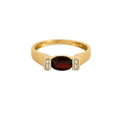 Bague Or Jaune Grenat Diamants