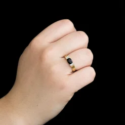Bague Or Jaune Grenat Diamants