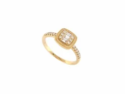 bague or jaune 18k 53 21 diamants 0.25ct 3.1 gr en