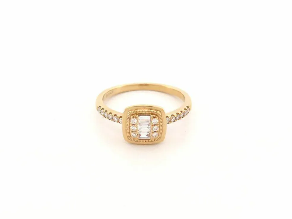 bague or jaune 18k 53 21 diamants 0.25ct 3.1 gr en