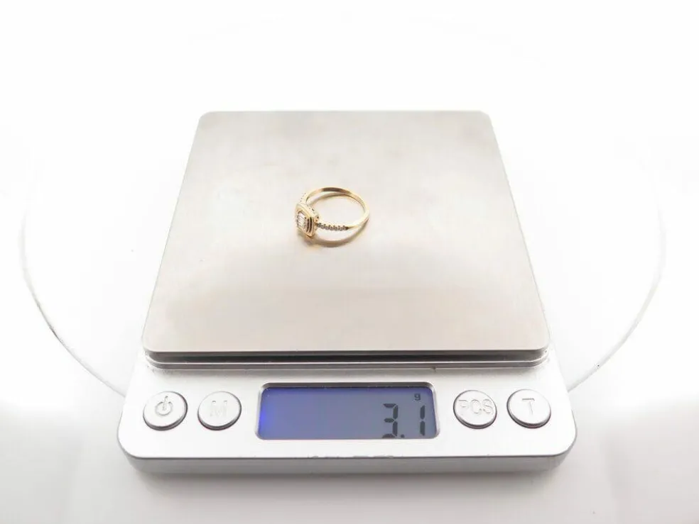 bague or jaune 18k 53 21 diamants 0.25ct 3.1 gr en