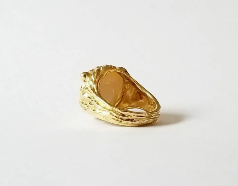 Bague or jaune 18k - Perle Mabé et diamant