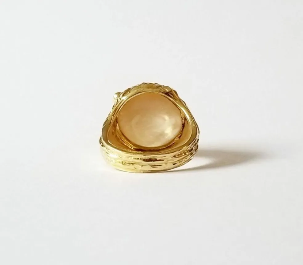 Bague or jaune 18k - Perle Mabé et diamant