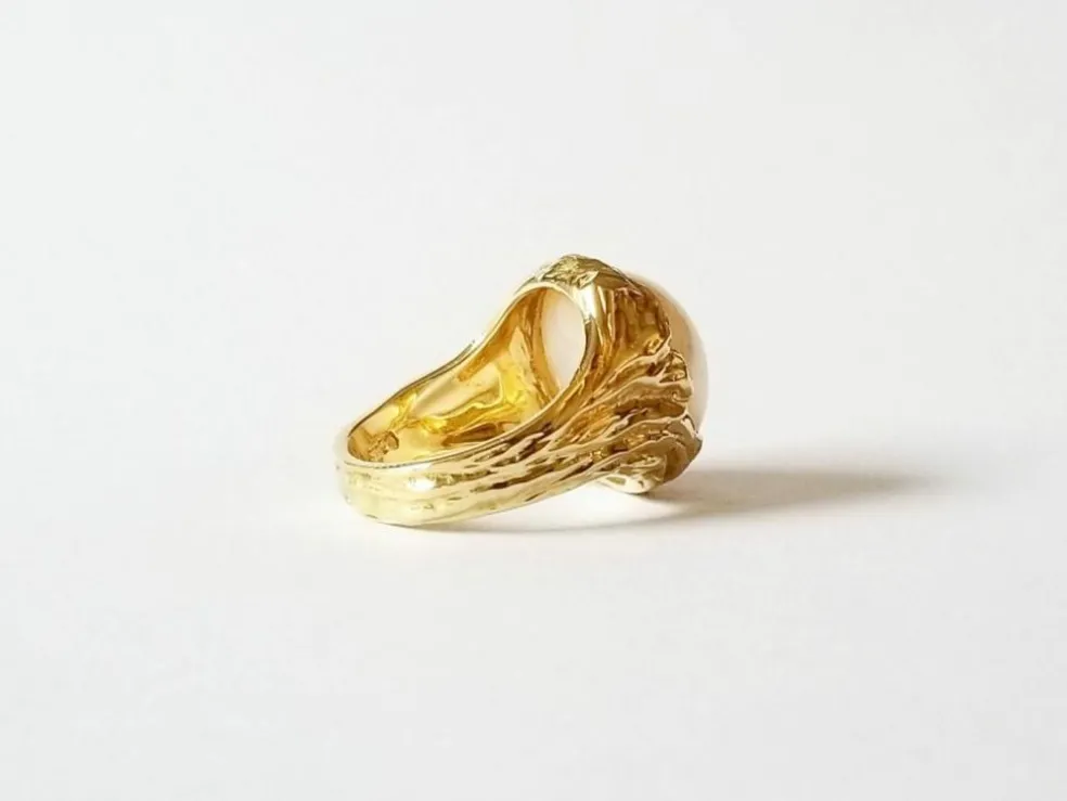 Bague or jaune 18k - Perle Mabé et diamant