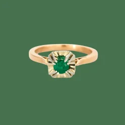 Bague or jaune émeraude