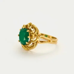 Bague or jaune émeraude