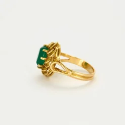 Bague or jaune émeraude