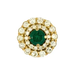 Bague or jaune émeraude 3cts et diamants 4cts