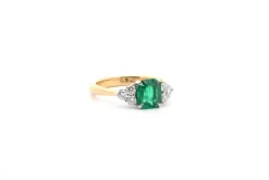 Bague or jaune émeraude 1,24cts et diamants