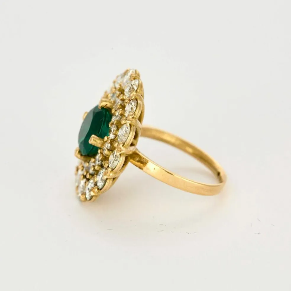 Bague or jaune émeraude 3cts et diamants 4cts