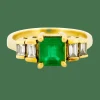 Bague or jaune émeraude diamant