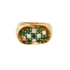 Bague or jaune, émeraude et diamants
