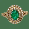 Bague or jaune émeraude et diamants
