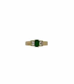 Bague or jaune, émeraude et diamants