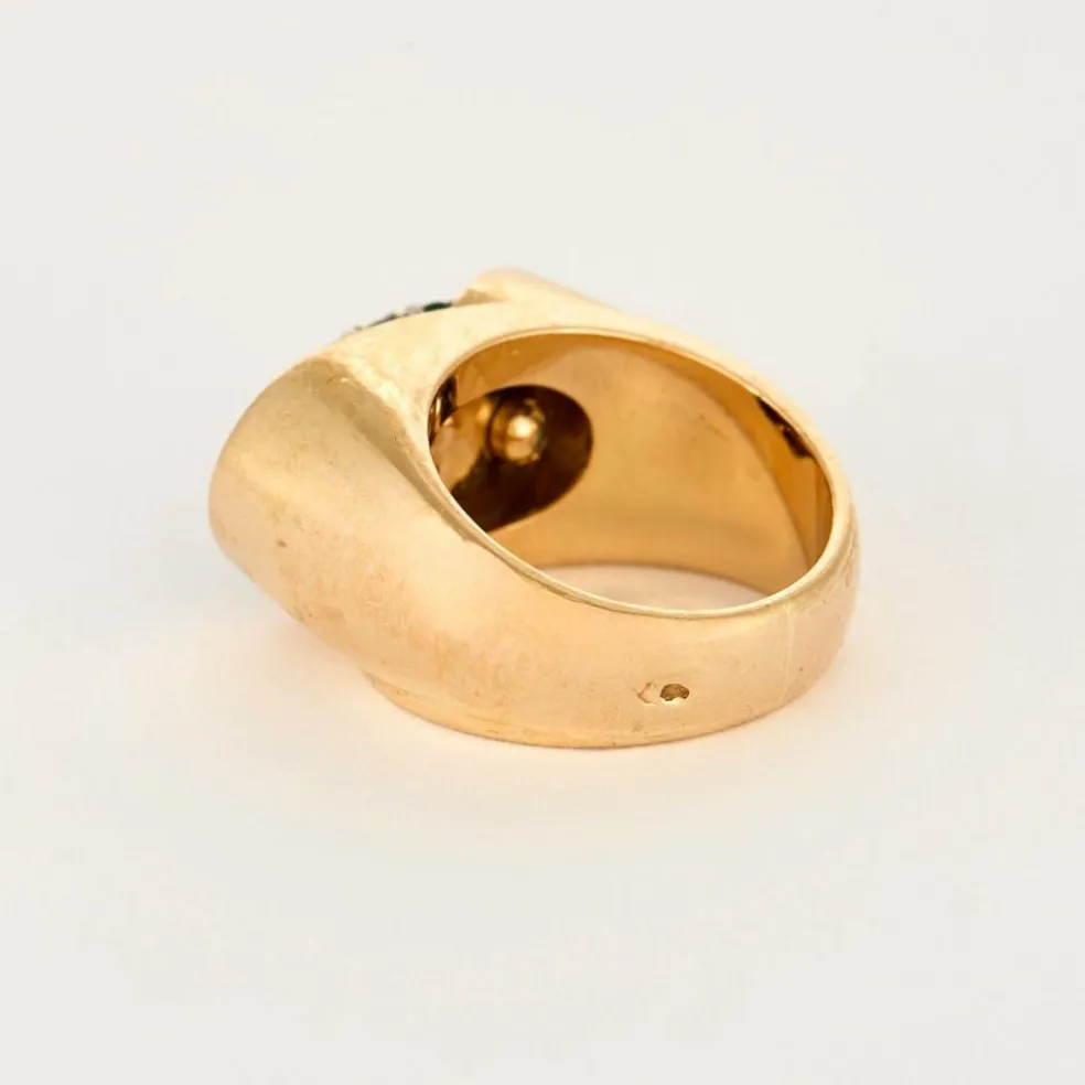 Bague or jaune, émeraude et diamants