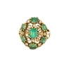 Bague or jaune, émeraudes et diamants