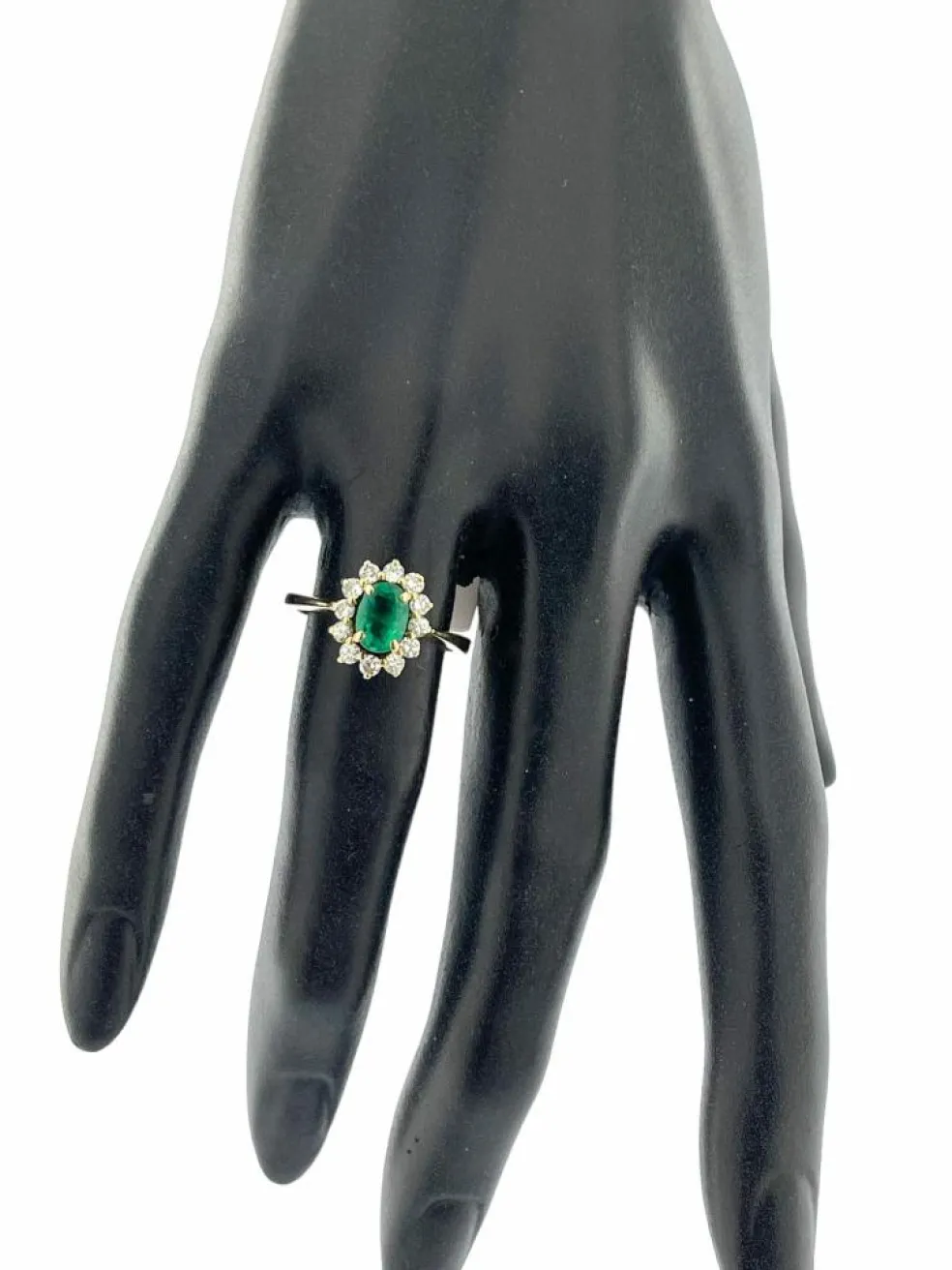 Bague or jaune émeraudes et diamants certificat IGI
