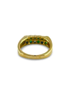Bague or jaune émeraudes et diamants