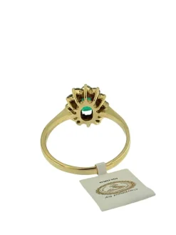 Bague or jaune émeraudes et diamants certificat IGI