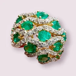 bague or jaune émeraudes et diamants