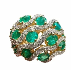 bague or jaune émeraudes et diamants