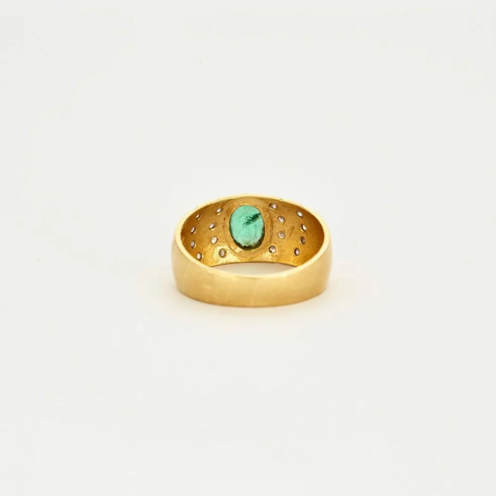 Bague or jaune moldavite diamants
