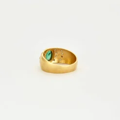 Bague or jaune moldavite diamants