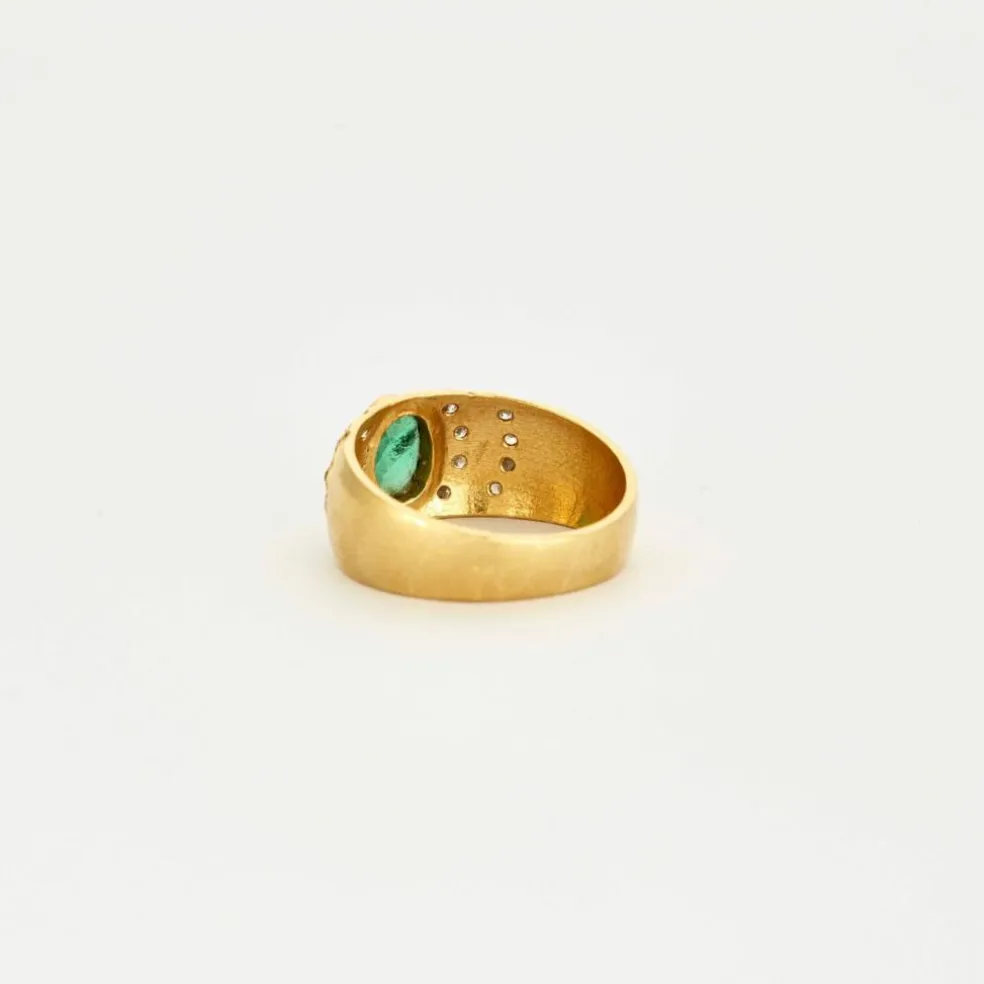 Bague or jaune moldavite diamants