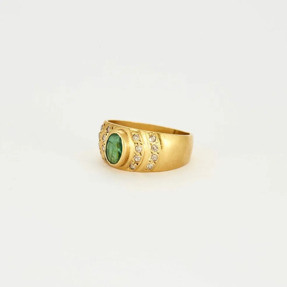 Bague or jaune moldavite diamants