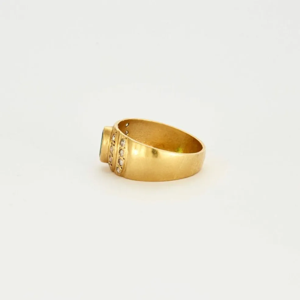 Bague or jaune moldavite diamants