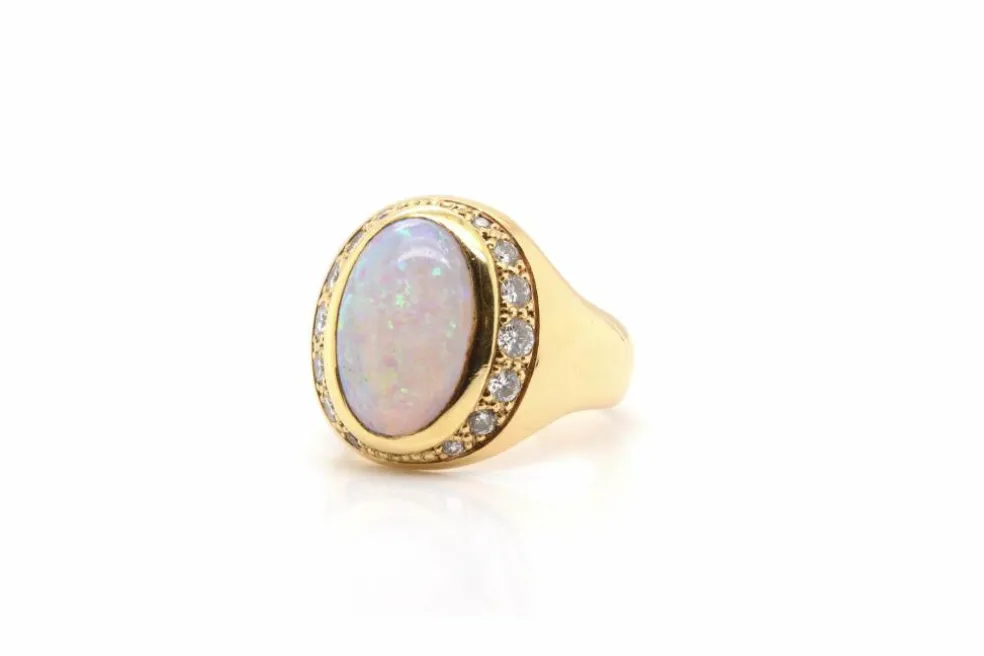 Bague Or jaune Opale Diamants
