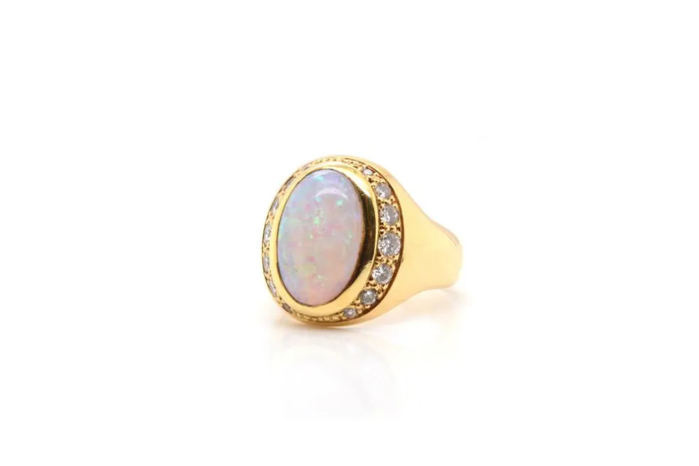 Bague Or jaune Opale Diamants