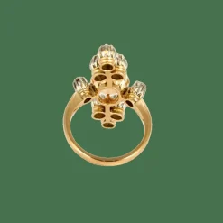 BAGUE OR JAUNE, OPALE ET DIAMANTS