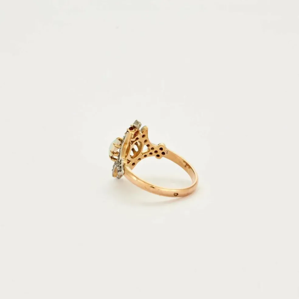 Bague OR JAUNE, OPALE et RUBIS
