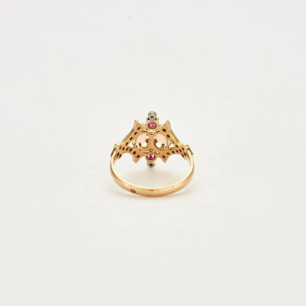 Bague OR JAUNE, OPALE et RUBIS