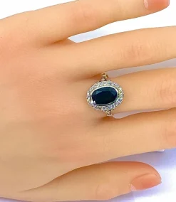 Bague or jaune, or blanc, saphir 3,48 carats et diamants
