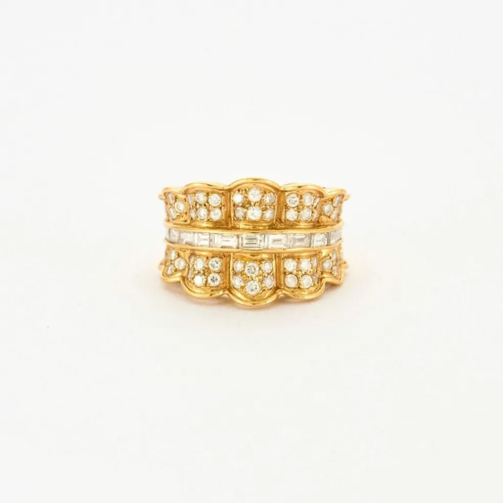 Bague or jaune pavage diamants