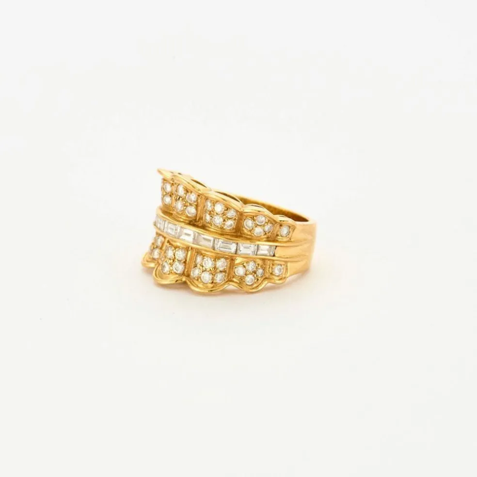 Bague or jaune pavage diamants