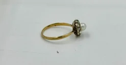 Bague or jaune perlé diamants