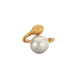 Bague or jaune, perle