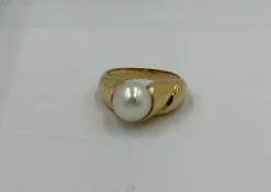 Bague or jaune perle